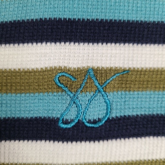 Sean Jean T-Shirt Mens XL Striped Thermal Waffle V Neck Short Sleeve Cotton - Picture 3 of 13